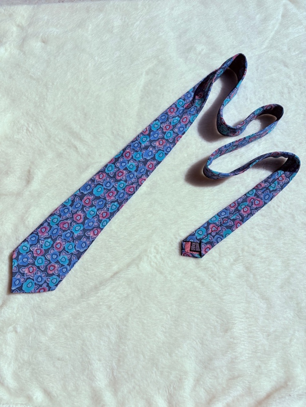 Vintage Harrods‎ by Michelsons Men's Silk Floral Tie Blue Pink Classic Size
